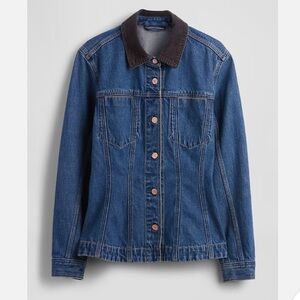 NWT Gap Longline Denim Jacket with Corduroy Collar